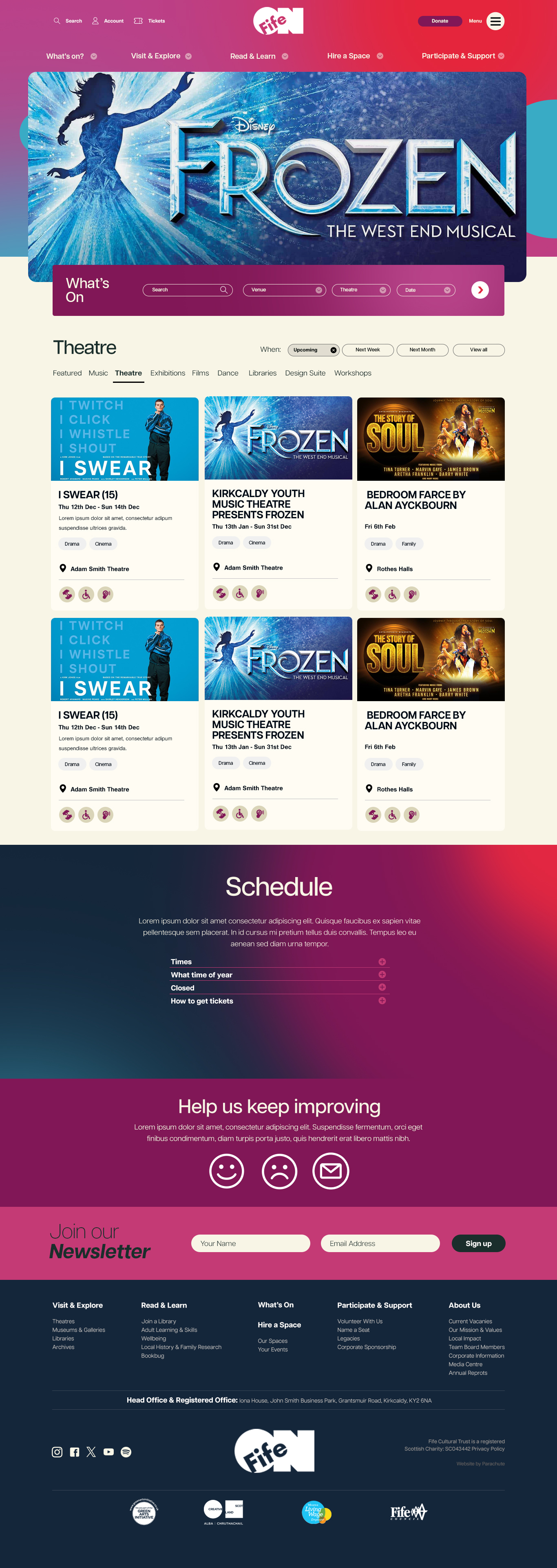 What's On Filter wireframe
